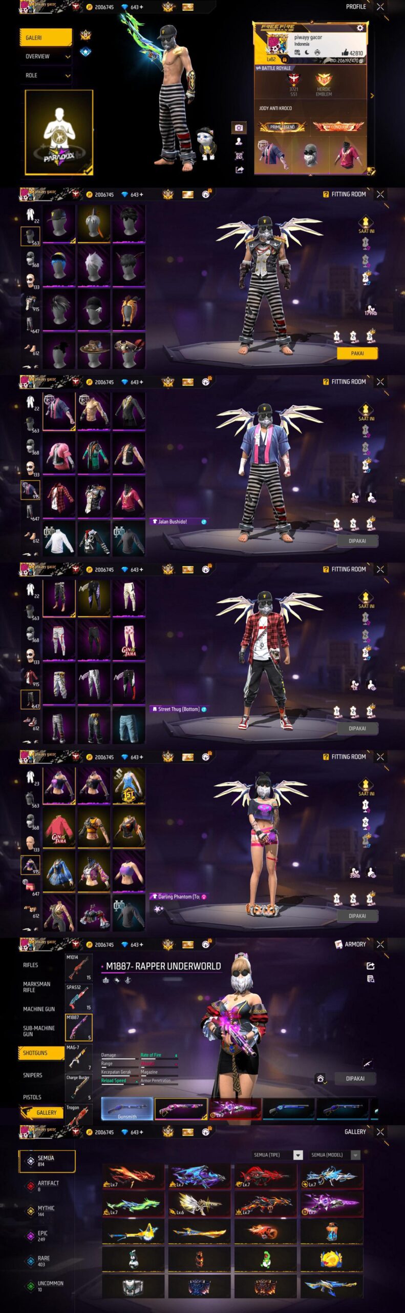 FREE FIRE KODE#09 SPEK SULTAN S1S2 FJOKER FULL BNL CELANA PENJARA 1 ITEM OLD RAME - Gambar 2